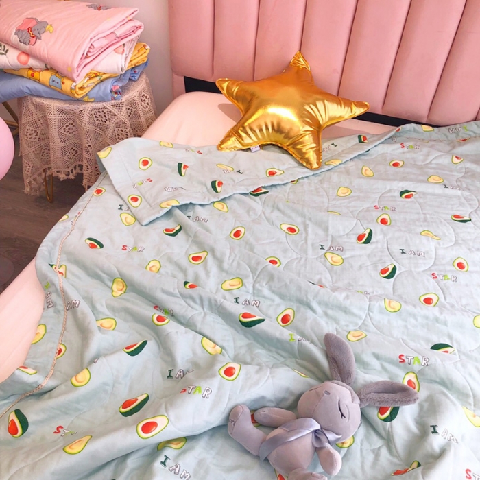 91家纺网 家纺一手货源 找家纺 润缦家纺 全棉双层纱夏被 牛油果