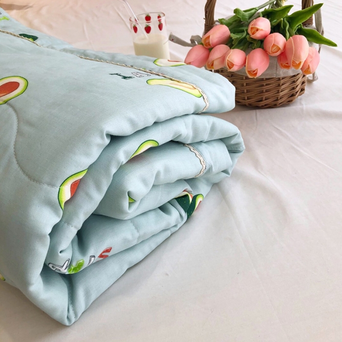 91家纺网 家纺一手货源 找家纺 润缦家纺 全棉双层纱夏被 牛油果