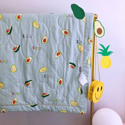 润缦家纺 全棉双层纱夏被 牛油果