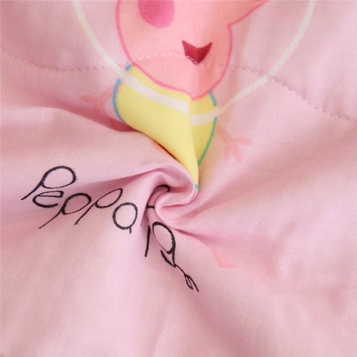 91家纺网 家纺一手货源 找家纺 润缦家纺 全棉双层纱夏被 佩奇粉