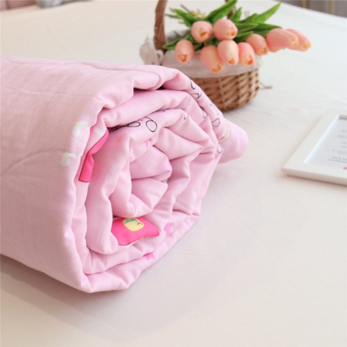 91家纺网 家纺一手货源 找家纺 润缦家纺 全棉双层纱夏被 佩奇粉