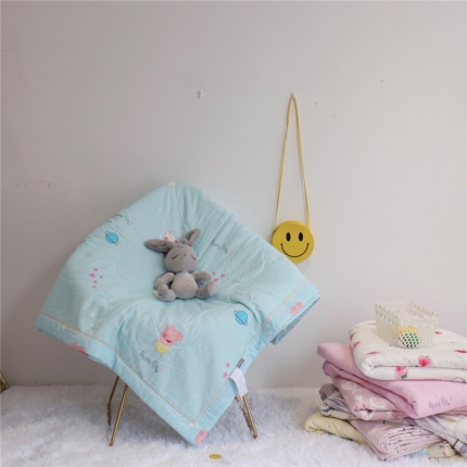 润缦家纺 全棉双层纱夏被 佩奇蓝