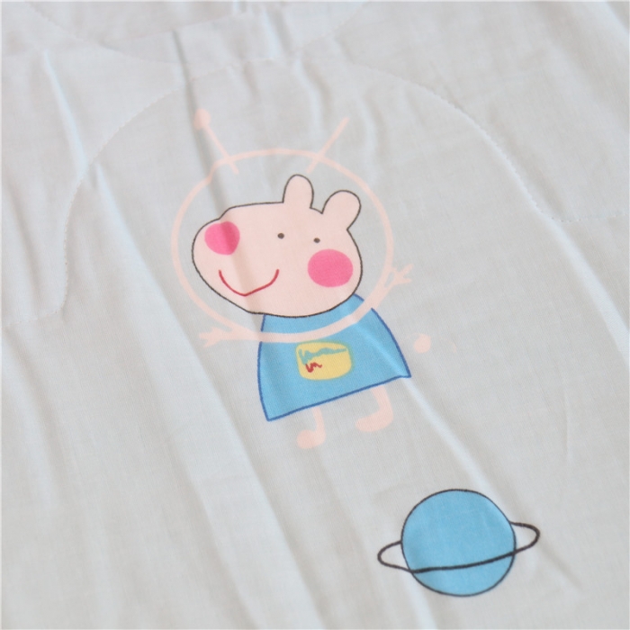 91家纺网 家纺一手货源 找家纺 润缦家纺 全棉双层纱夏被 佩奇蓝