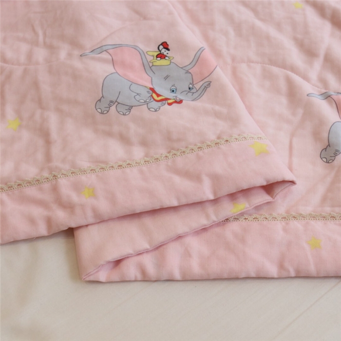 91家纺网 家纺一手货源 找家纺 润缦家纺 全棉双层纱夏被 小飞象粉