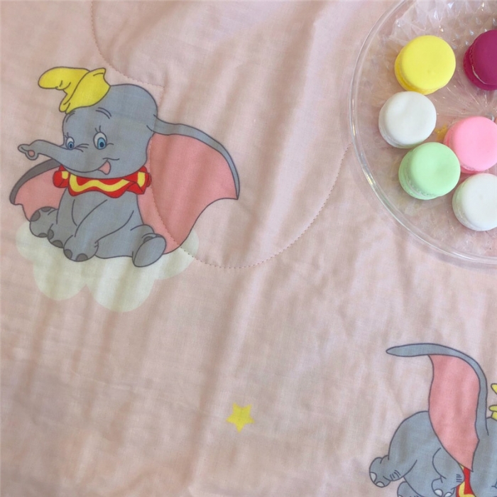 91家纺网 家纺一手货源 找家纺 润缦家纺 全棉双层纱夏被 小飞象粉