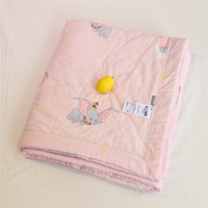 91家纺网 家纺一手货源 找家纺 润缦家纺 全棉双层纱夏被 小飞象粉