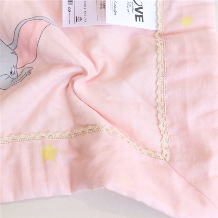 91家纺网 家纺一手货源 找家纺 润缦家纺 全棉双层纱夏被 小飞象粉