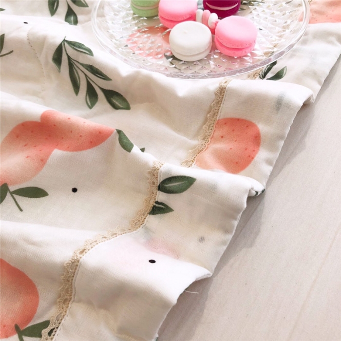 91家纺网 家纺一手货源 找家纺 润缦家纺 全棉双层纱夏被 小橘子