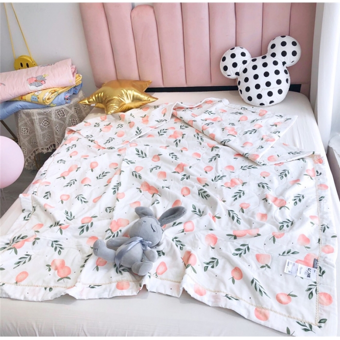 91家纺网 家纺一手货源 找家纺 润缦家纺 全棉双层纱夏被 小橘子