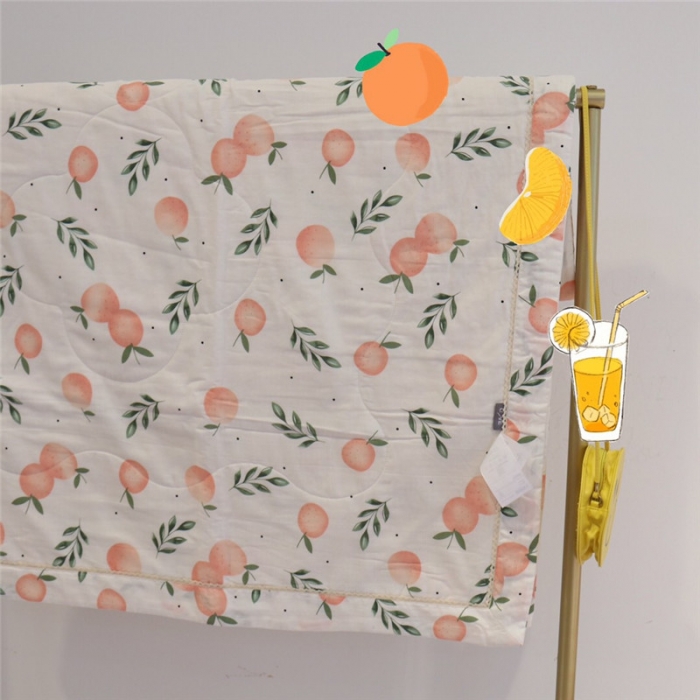 91家纺网 家纺一手货源 找家纺 润缦家纺 全棉双层纱夏被 小橘子