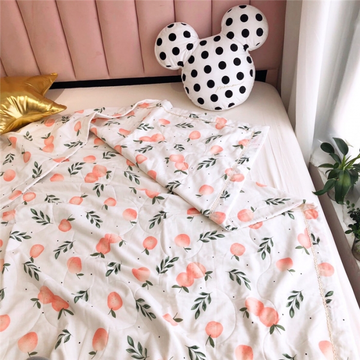 91家纺网 家纺一手货源 找家纺 润缦家纺 全棉双层纱夏被 小橘子