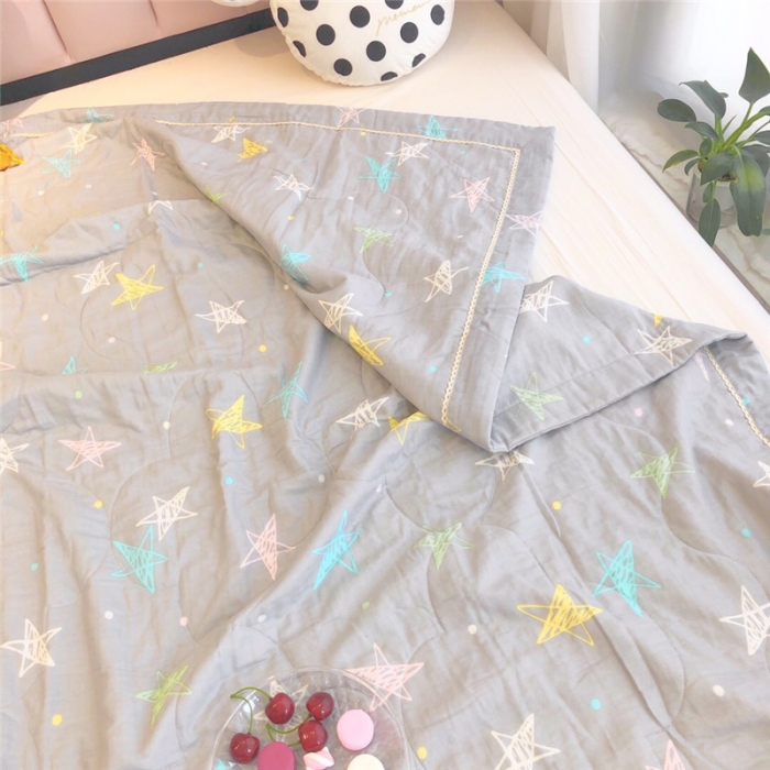 91家纺网 家纺一手货源 找家纺 润缦家纺 全棉双层纱夏被 星星