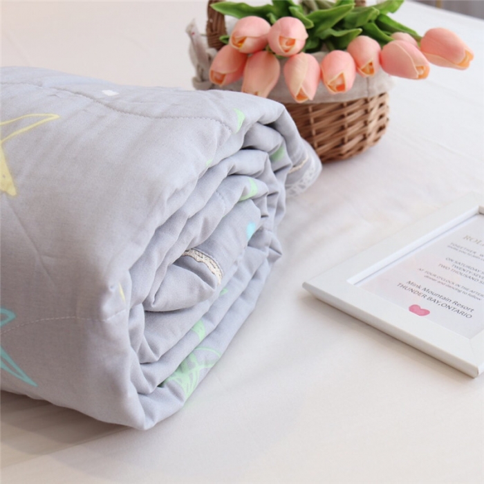 91家纺网 家纺一手货源 找家纺 润缦家纺 全棉双层纱夏被 星星