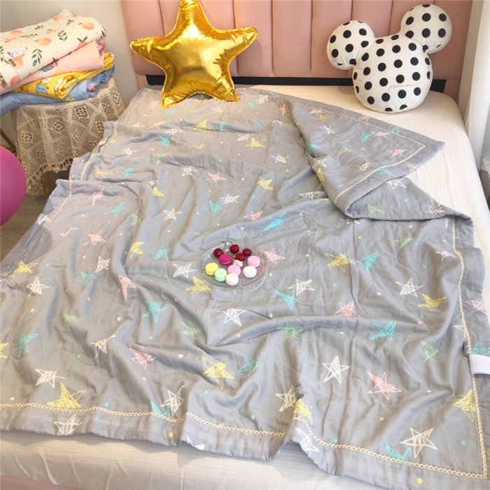 91家纺网 家纺一手货源 找家纺 润缦家纺 全棉双层纱夏被 星星