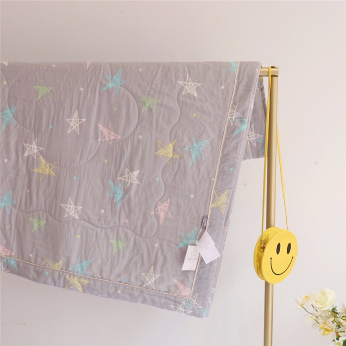 91家纺网 家纺一手货源 找家纺 润缦家纺 全棉双层纱夏被 星星