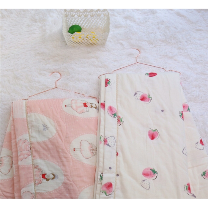 91家纺网 家纺一手货源 找家纺 润缦家纺 全棉双层纱夏被 草莓