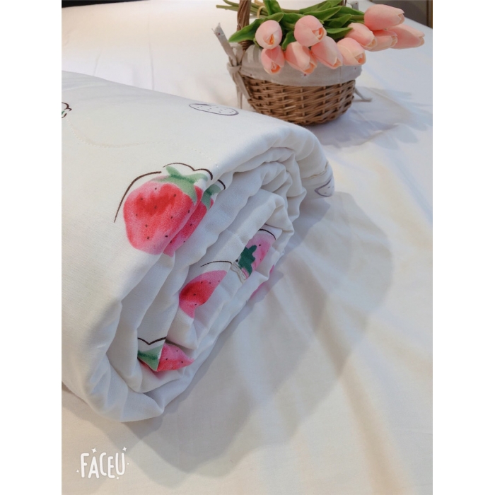 91家纺网 家纺一手货源 找家纺 润缦家纺 全棉双层纱夏被 草莓