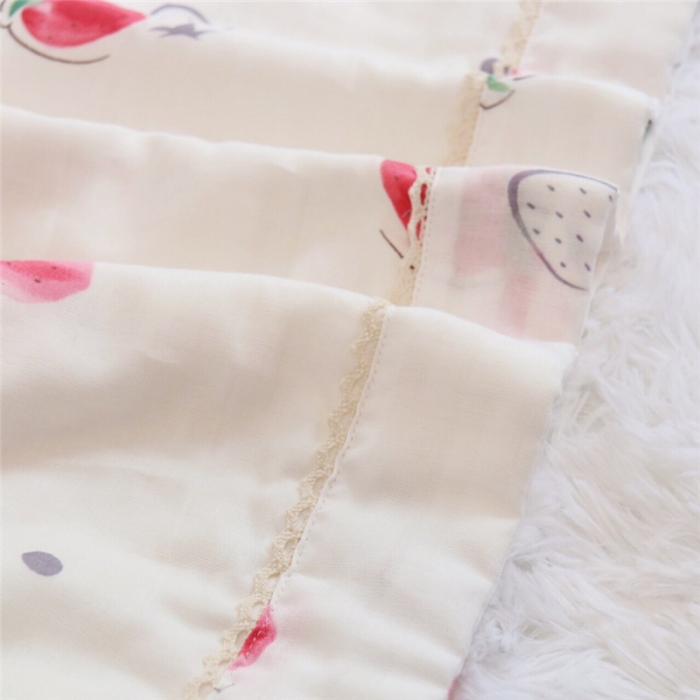 91家纺网 家纺一手货源 找家纺 润缦家纺 全棉双层纱夏被 草莓