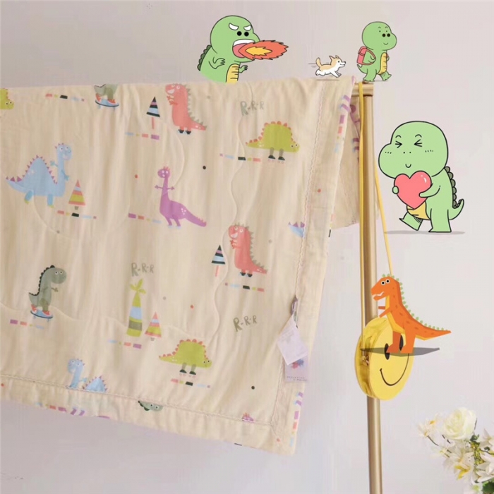 91家纺网 家纺一手货源 找家纺 润缦家纺 全棉双层纱夏被 恐龙