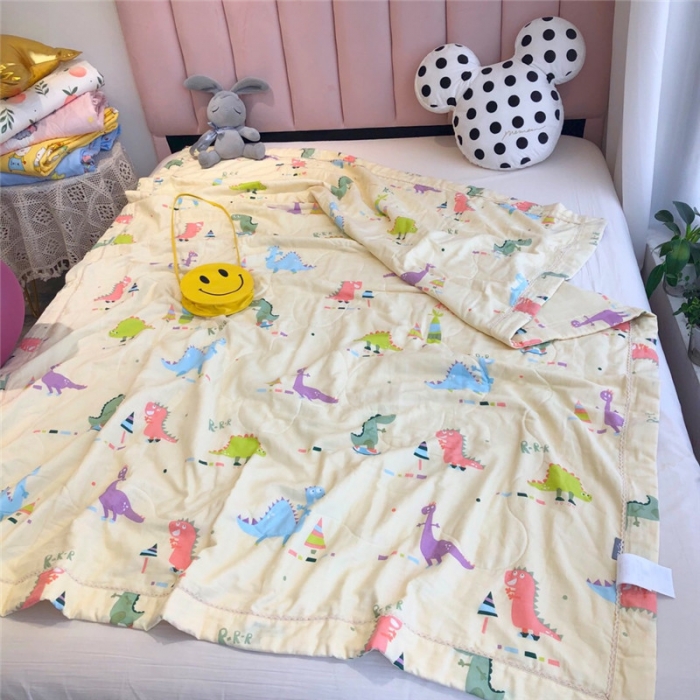 91家纺网 家纺一手货源 找家纺 润缦家纺 全棉双层纱夏被 恐龙