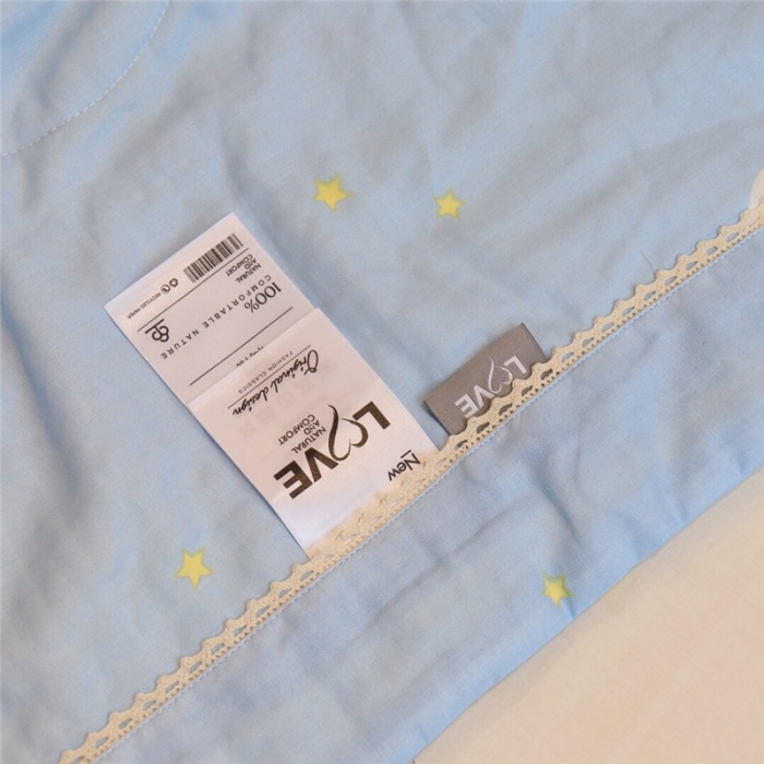 91家纺网 家纺一手货源 找家纺 润缦家纺 全棉双层纱夏被 小飞象蓝