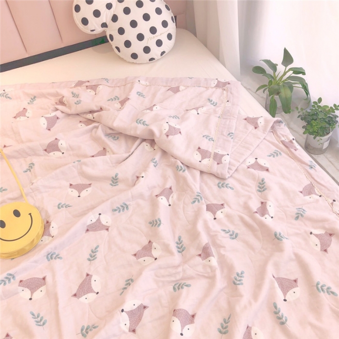 91家纺网 家纺一手货源 找家纺 润缦家纺 全棉双层纱夏被 小狐狸