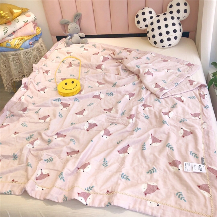 91家纺网 家纺一手货源 找家纺 润缦家纺 全棉双层纱夏被 小狐狸