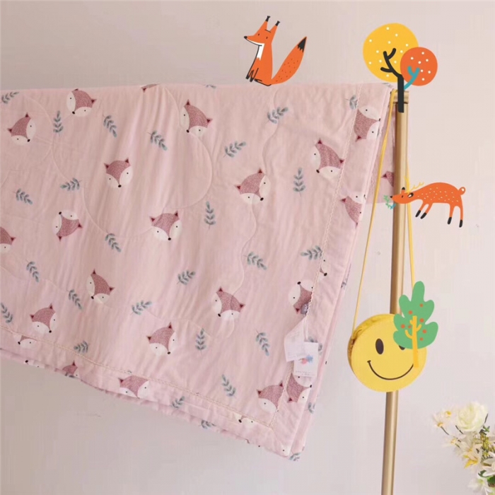 91家纺网 家纺一手货源 找家纺 润缦家纺 全棉双层纱夏被 小狐狸