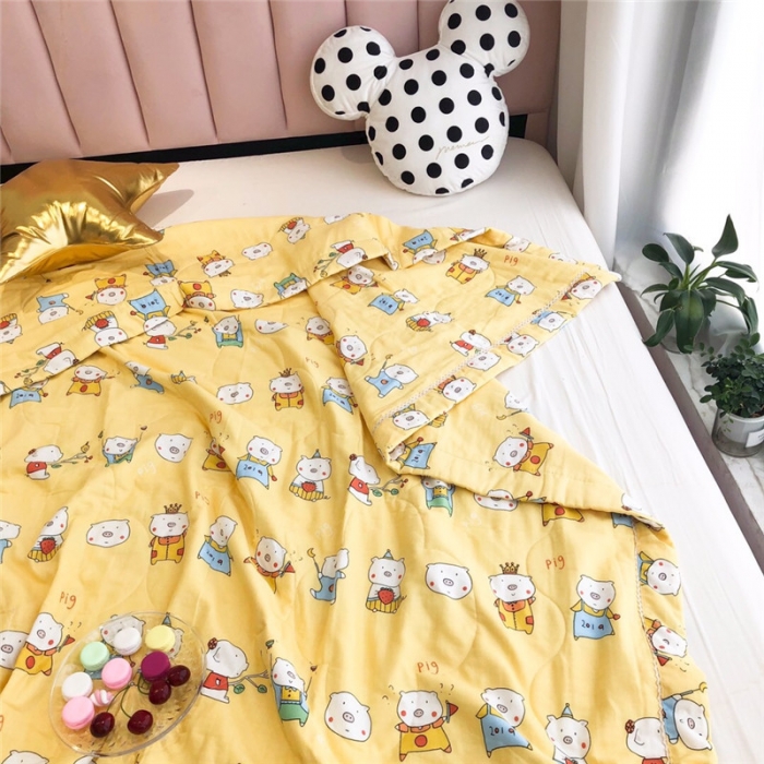 91家纺网 家纺一手货源 找家纺 润缦家纺 全棉双层纱夏被 猪猪家族