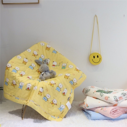 润缦家纺 全棉双层纱夏被 猪猪家族