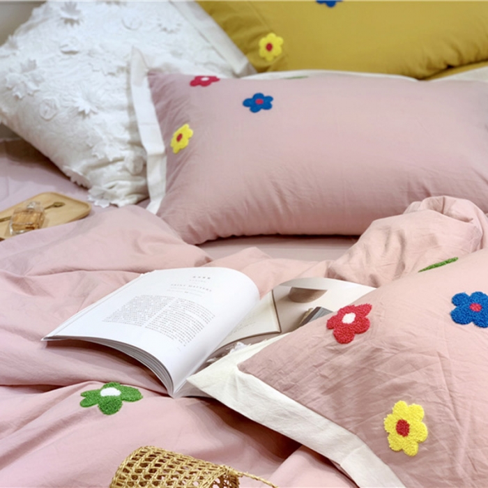 91家纺网 家纺一手货源 找家纺 润缦 新款加厚全棉水洗棉四件套 泫雅风-豆沙