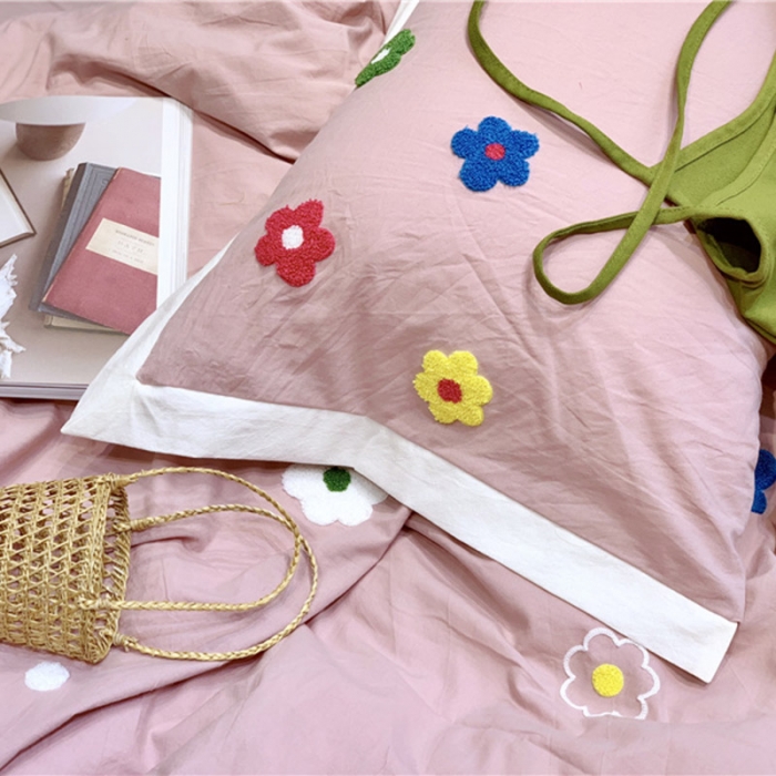 91家纺网 家纺一手货源 找家纺 润缦 新款加厚全棉水洗棉四件套 泫雅风-豆沙