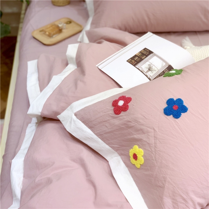 91家纺网 家纺一手货源 找家纺 润缦 新款加厚全棉水洗棉四件套 泫雅风-豆沙