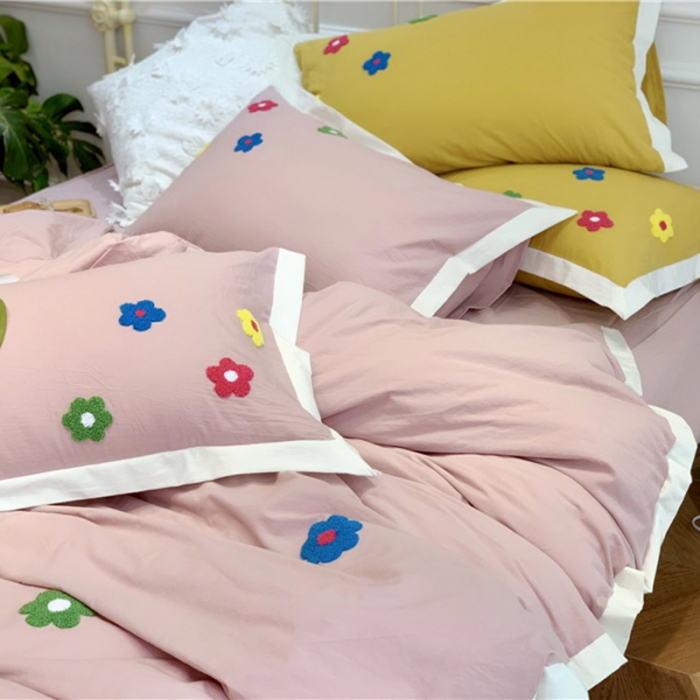 91家纺网 家纺一手货源 找家纺 润缦 新款加厚全棉水洗棉四件套 泫雅风-豆沙