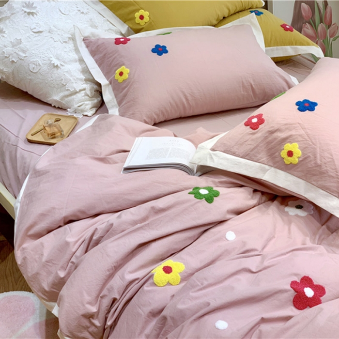 91家纺网 家纺一手货源 找家纺 润缦 新款加厚全棉水洗棉四件套 泫雅风-豆沙