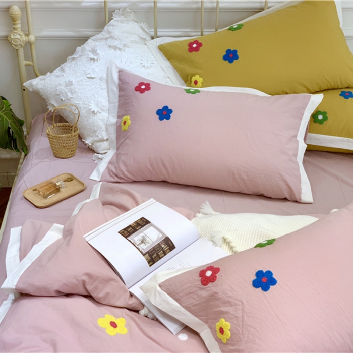 91家纺网 家纺一手货源 找家纺 润缦 32支加厚全棉水洗棉四件套泫雅风实拍图 泫雅风豆沙