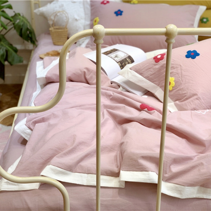 91家纺网 家纺一手货源 找家纺 润缦 32支加厚全棉水洗棉四件套泫雅风实拍图 泫雅风豆沙