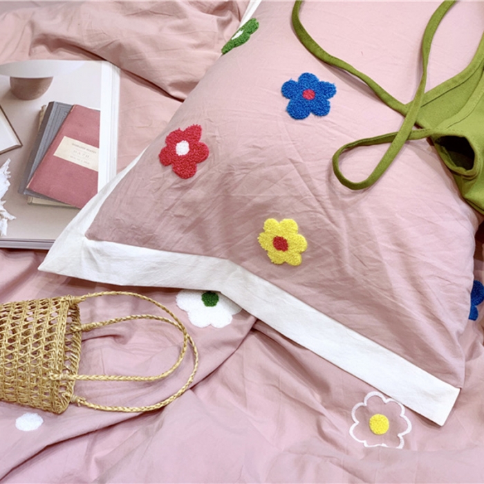 91家纺网 家纺一手货源 找家纺 润缦 32支加厚全棉水洗棉四件套泫雅风实拍图 泫雅风豆沙