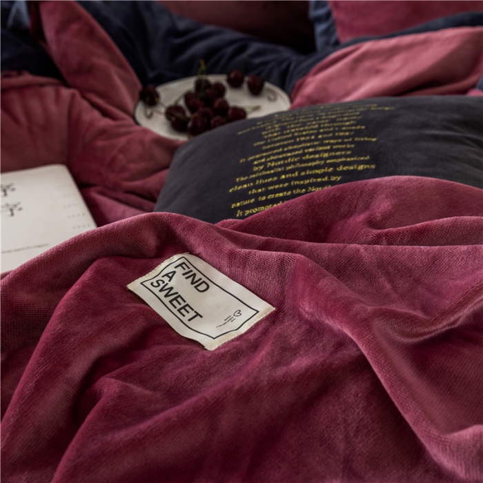 91家纺网 家纺一手货源 找家纺 润缦 2019新款牛奶绒终版四件套 豆沙深灰