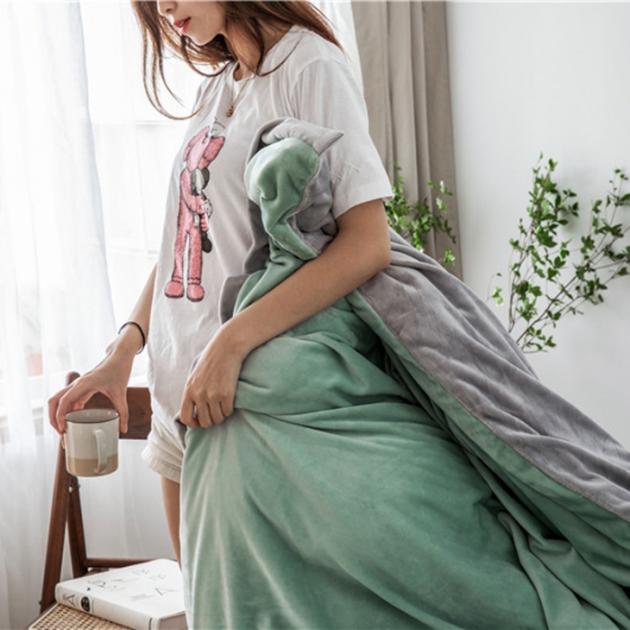 91家纺网 家纺一手货源 找家纺 润缦 2019新款牛奶绒终版四件套 抹茶浅灰