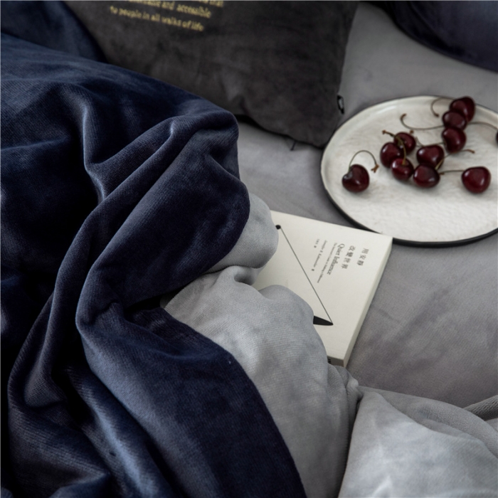 91家纺网 家纺一手货源 找家纺 润缦 2019新款牛奶绒终版四件套 深灰浅灰