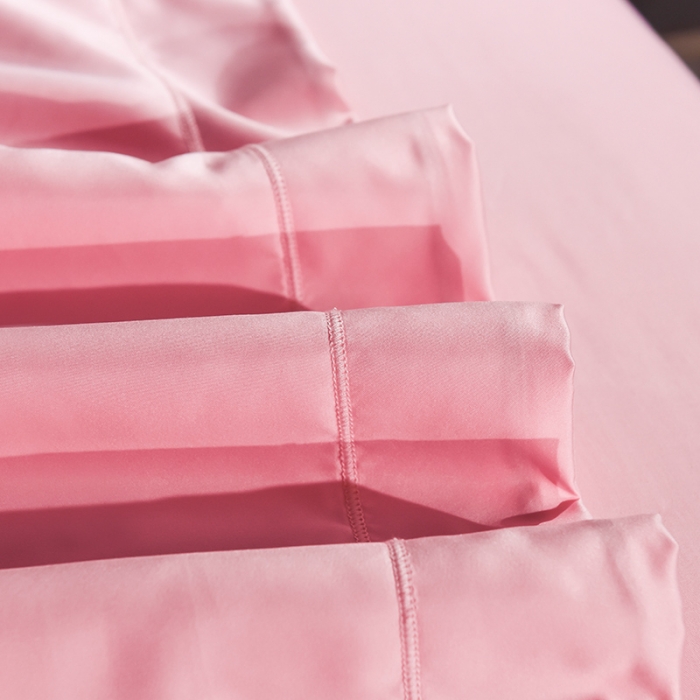 91家纺网 家纺一手货源 找家纺 安妮 2020新款水洗真丝欧若拉刺绣四件套 欧若拉-粉色