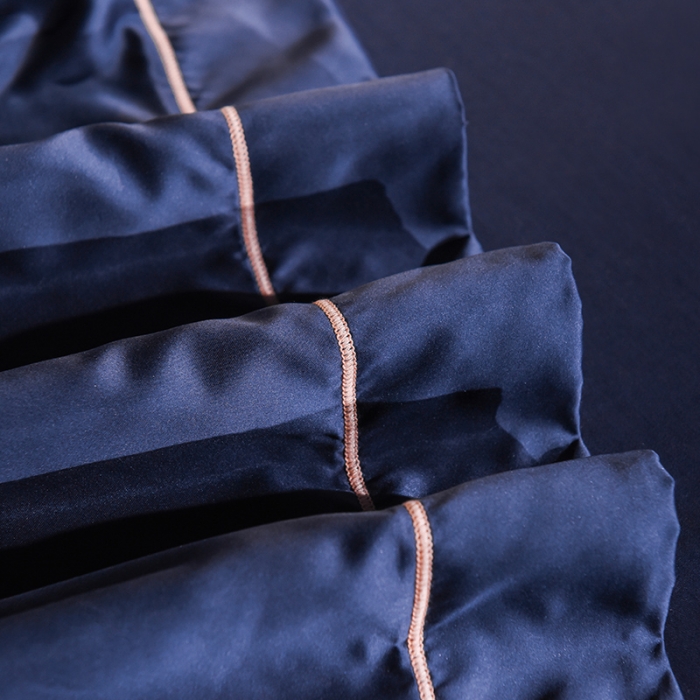 91家纺网 家纺一手货源 找家纺 安妮 2020新款水洗真丝欧若拉刺绣四件套 欧若拉-深蓝