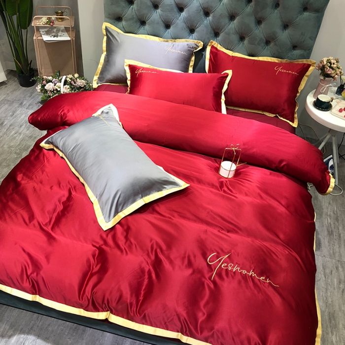 91家纺网 家纺一手货源 找家纺 （总）安妮 2020新款水洗真丝凯茜四件套（实拍图）床笠款