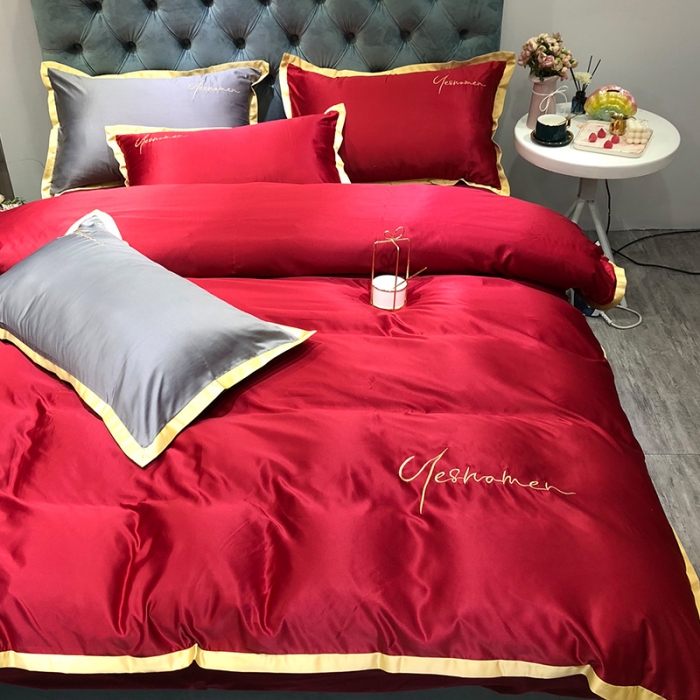 91家纺网 家纺一手货源 找家纺 （总）安妮 2020新款水洗真丝凯茜四件套（实拍图）床笠款