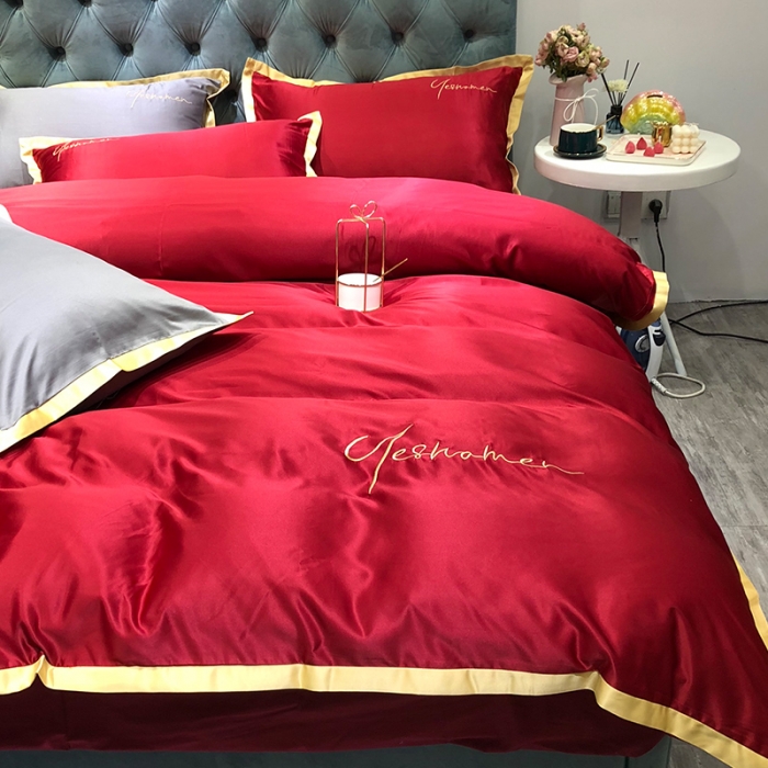 91家纺网 家纺一手货源 找家纺 （总）安妮 2020新款水洗真丝凯茜四件套（实拍图）床笠款