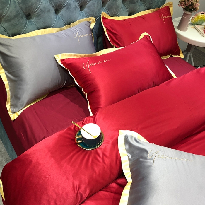 91家纺网 家纺一手货源 找家纺 （总）安妮 2020新款水洗真丝凯茜四件套（实拍图）床笠款