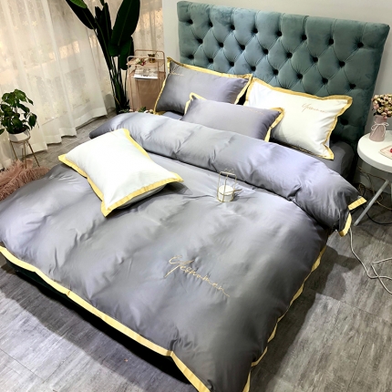 安妮 2020新款水洗真丝凯茜四件套（实拍图） 光泽灰