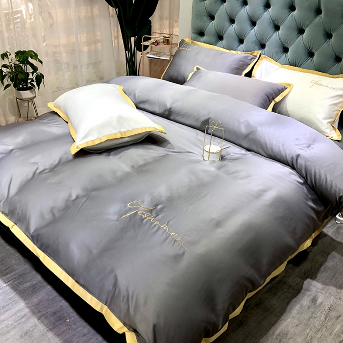 91家纺网 家纺一手货源 找家纺 安妮 2020新款水洗真丝凯茜四件套（实拍图） 光泽灰