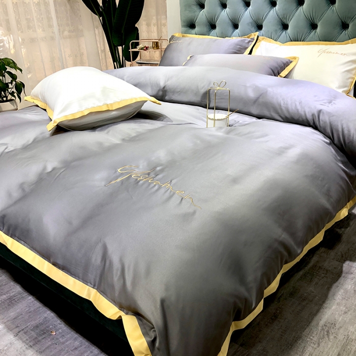 91家纺网 家纺一手货源 找家纺 安妮 2020新款水洗真丝凯茜四件套（实拍图） 光泽灰